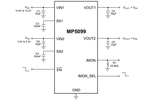 Schematic - Monolithic Power Systems (MPS) EV5099-D-00A Evaluation Board